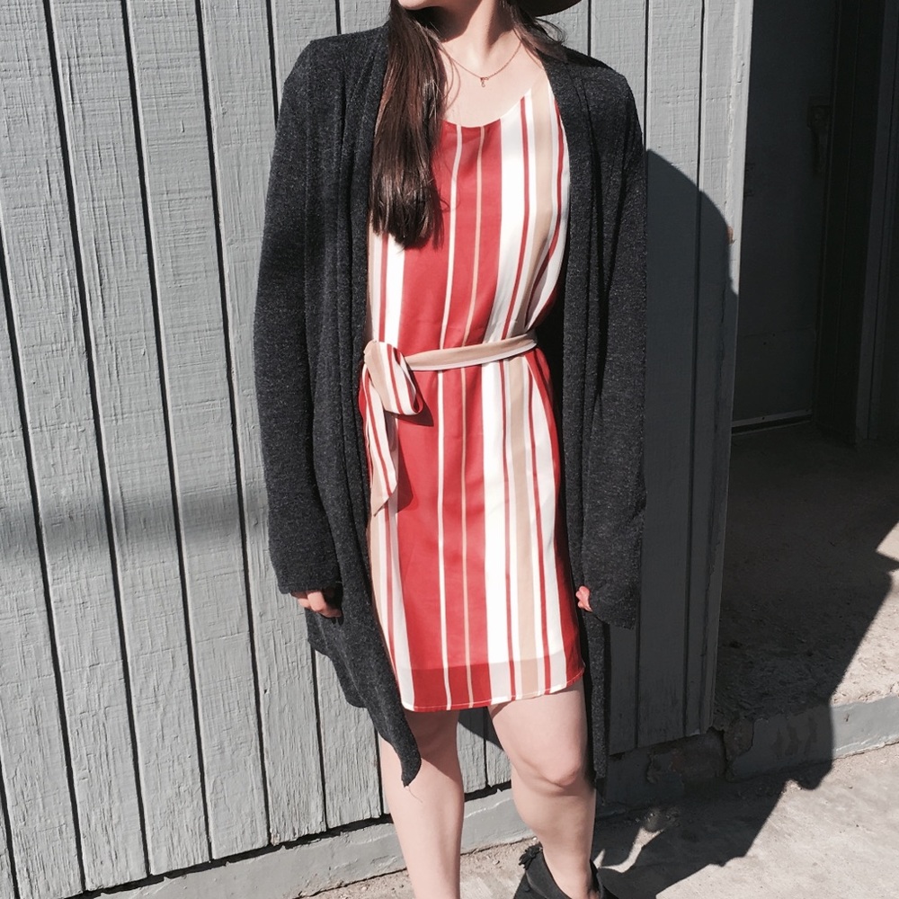 Mak B Orange Striped Dress